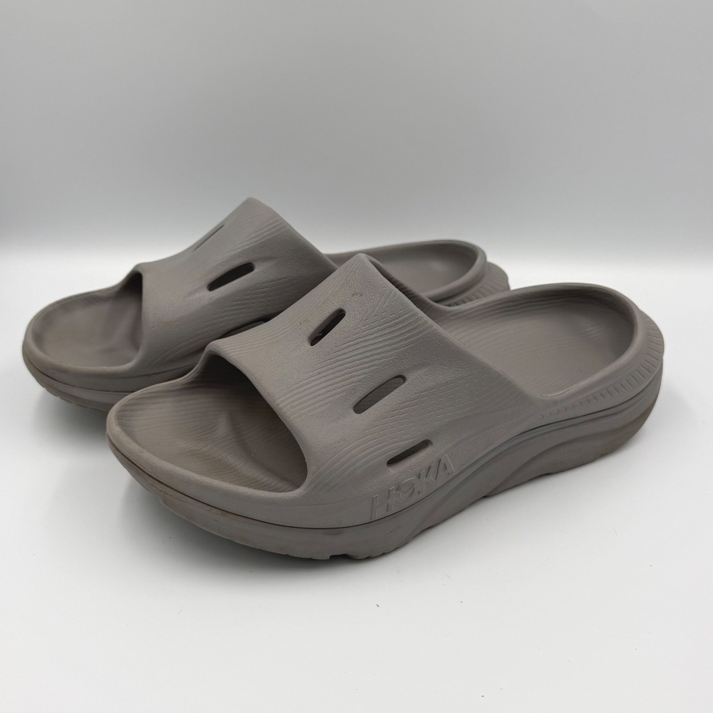 Hoka Ora Recovery Slide 3 Womens Size 7 Taupe Grey Slip On Comfort Sandals - Picture 1 of 7